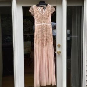 Adrianna  papell dress Blush Pink Peach Beaded Size 6
